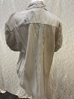 By Together Cream and Black Striped Women's Button-Back Blouse
